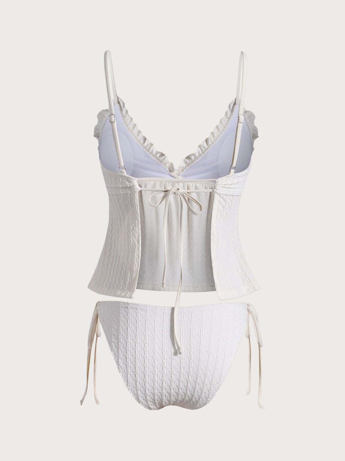 Off White Ruffle Skirt Tankini Swimsuit
