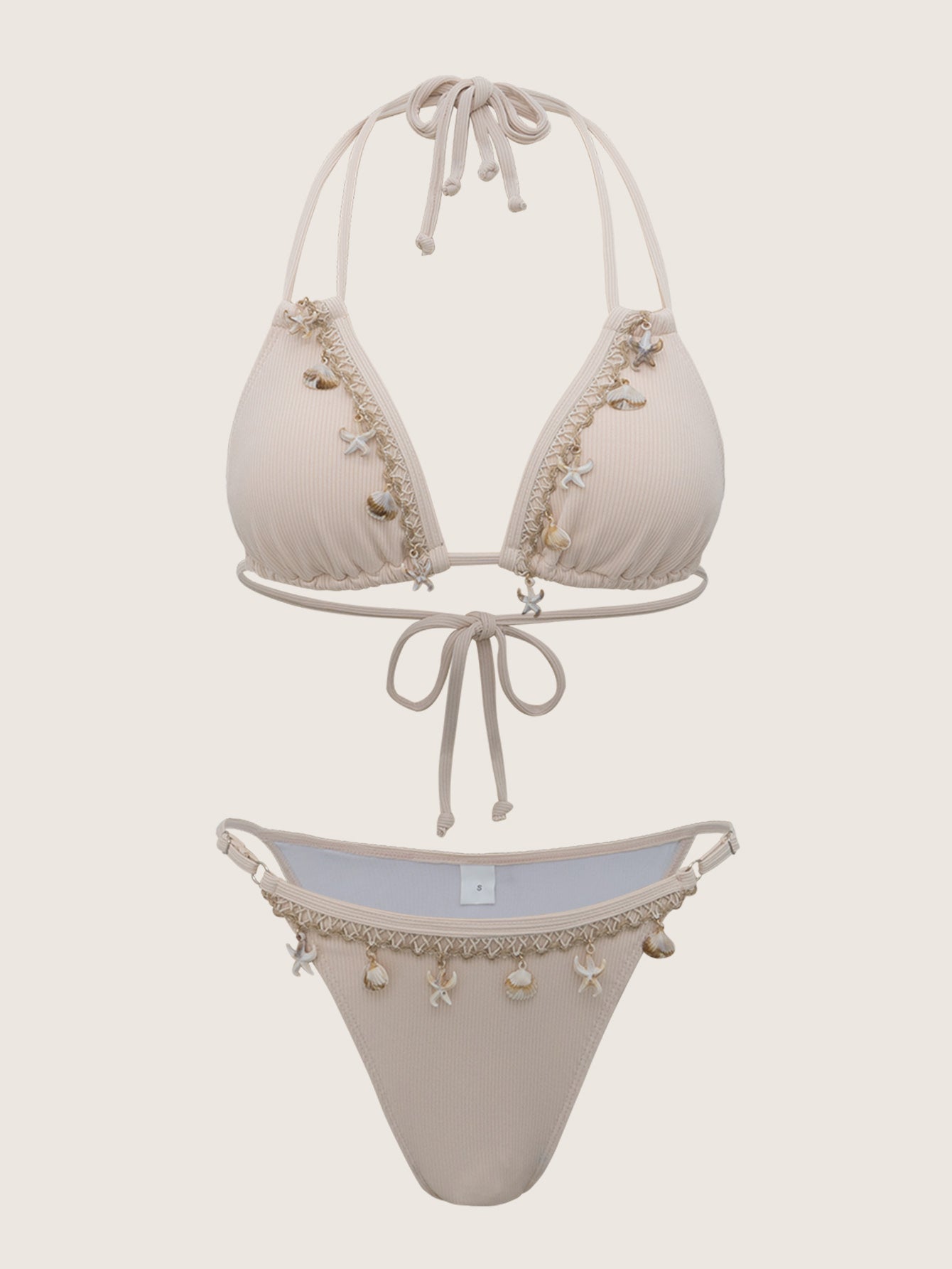 White Halter Triangle Bikini Set