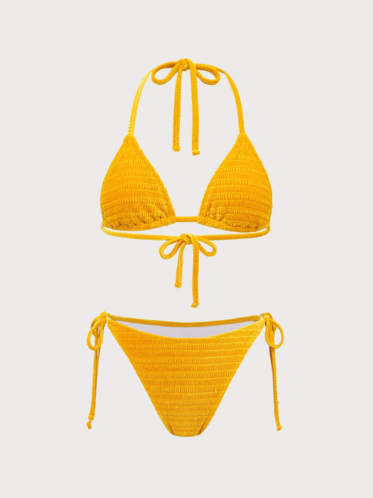 Yellow Velvet Bikini Set