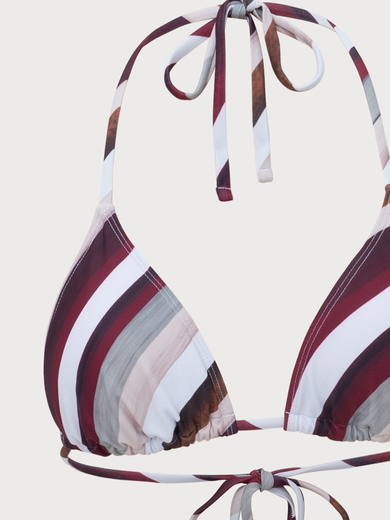 Brown Striped Triangle Bikini Set
