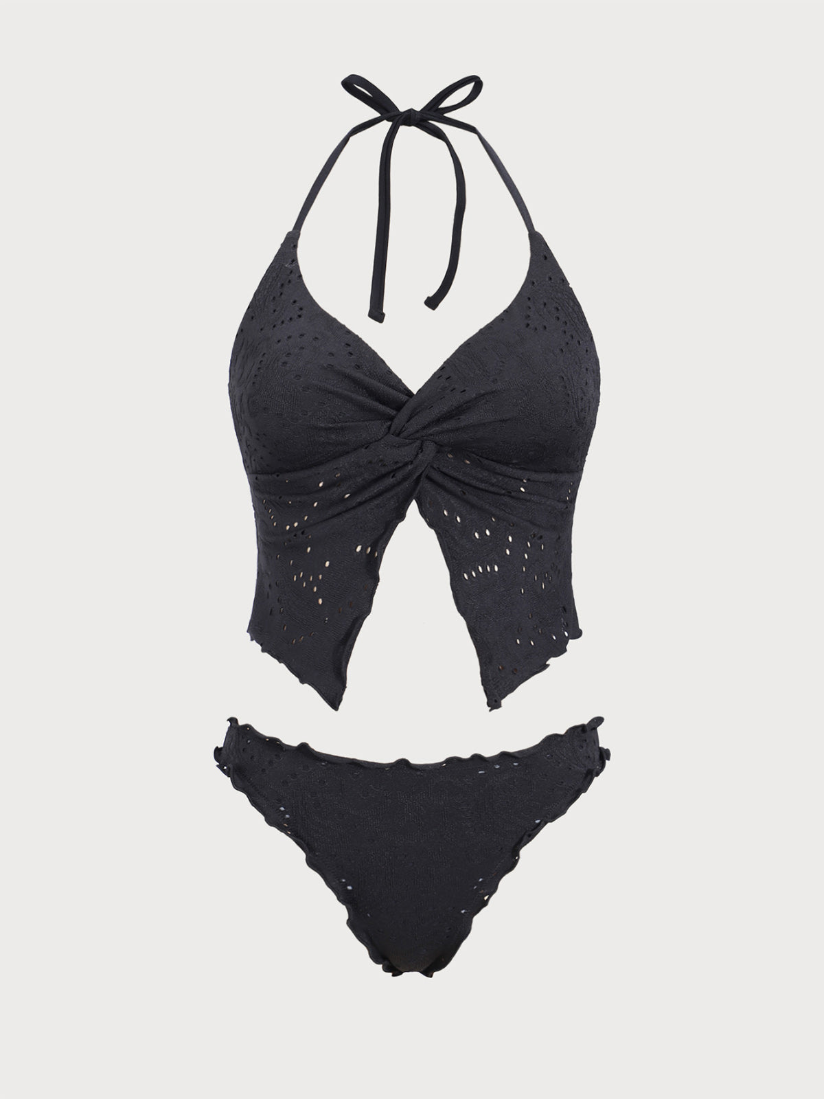 Black Geometric Twist Tankini Swimsuit