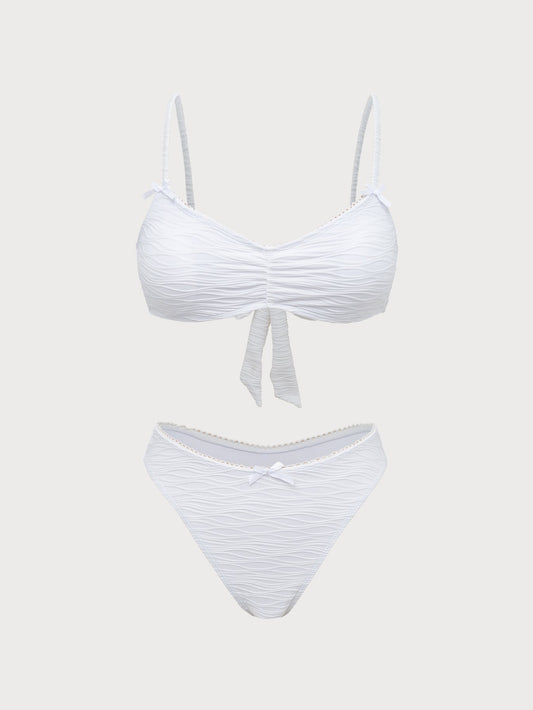 Wave Textured Ruched Bikini Set