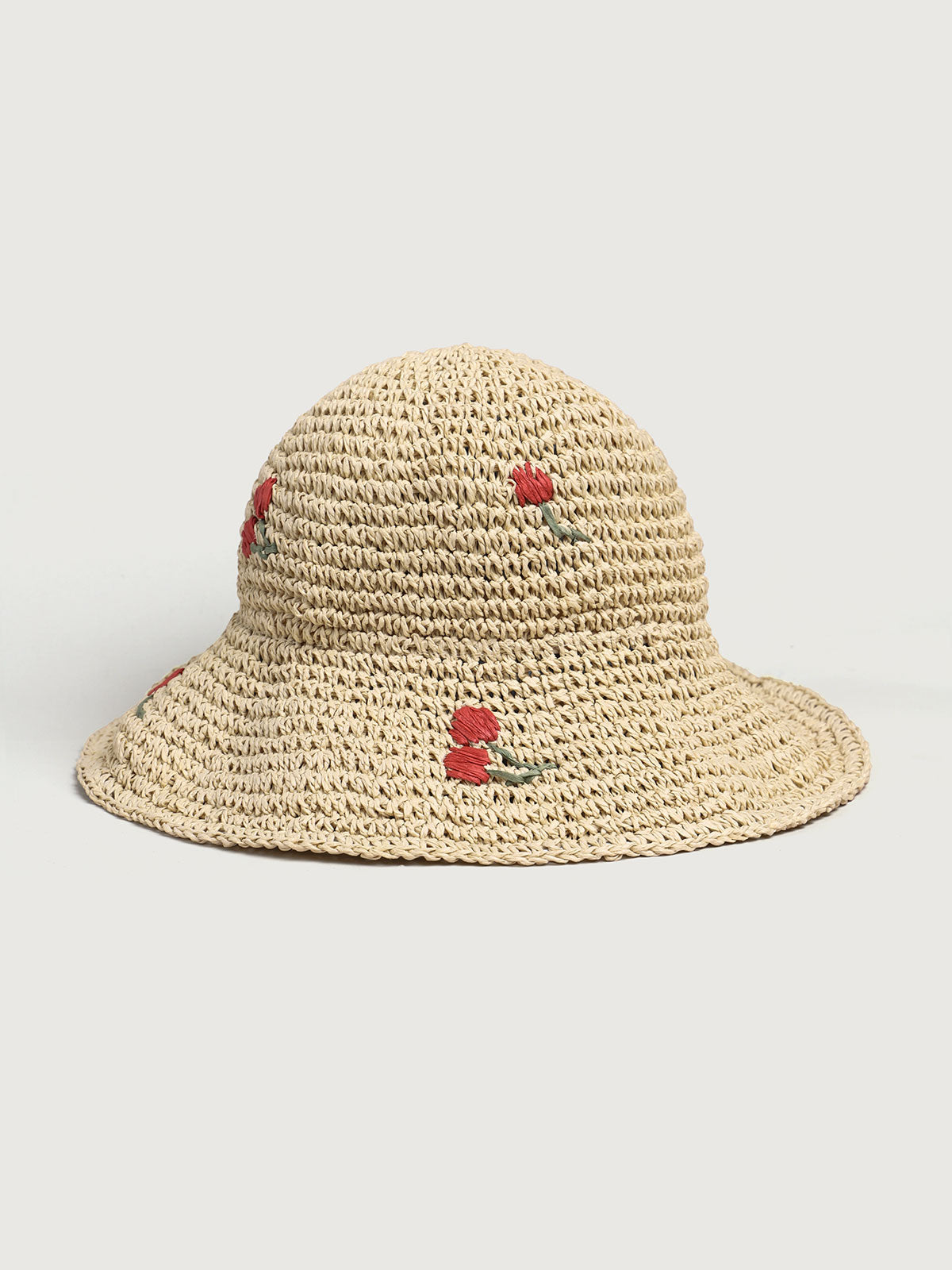 Beige Tricot Cherry Straw Hat