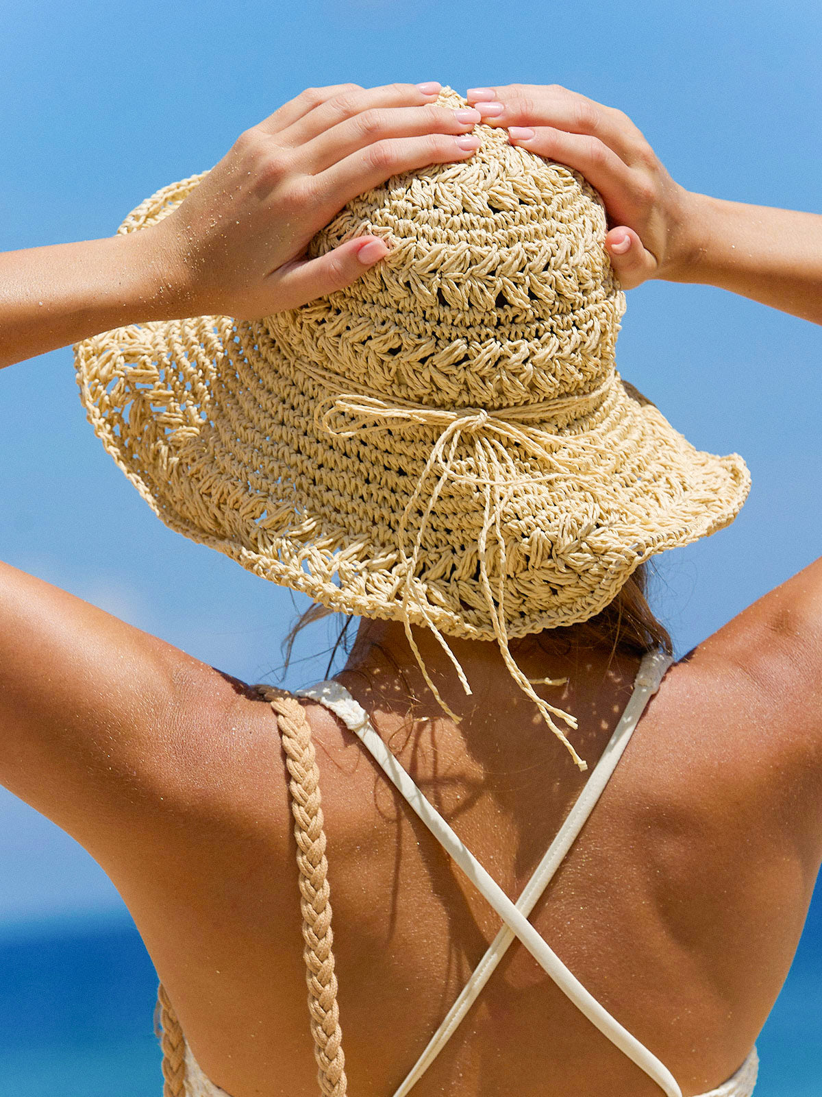 Beige Wide Brim Casual Straw Hat