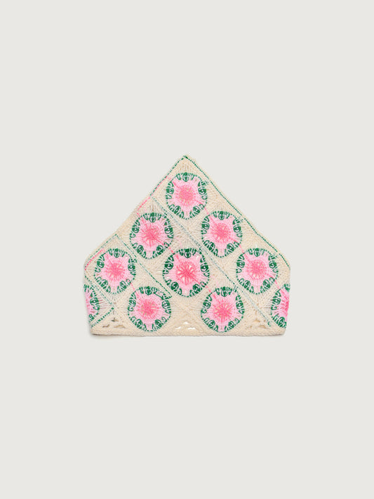 Pink contrast color flower pastoral headscarf hair accessories