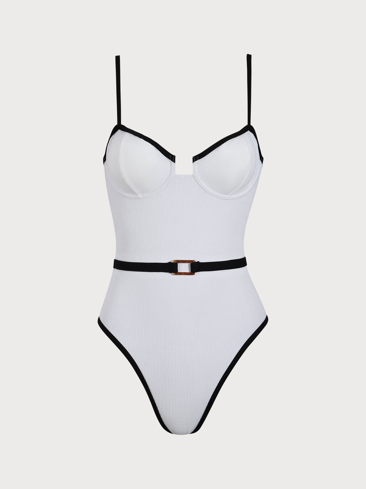 White Contrasting One-Piece Swimsuit