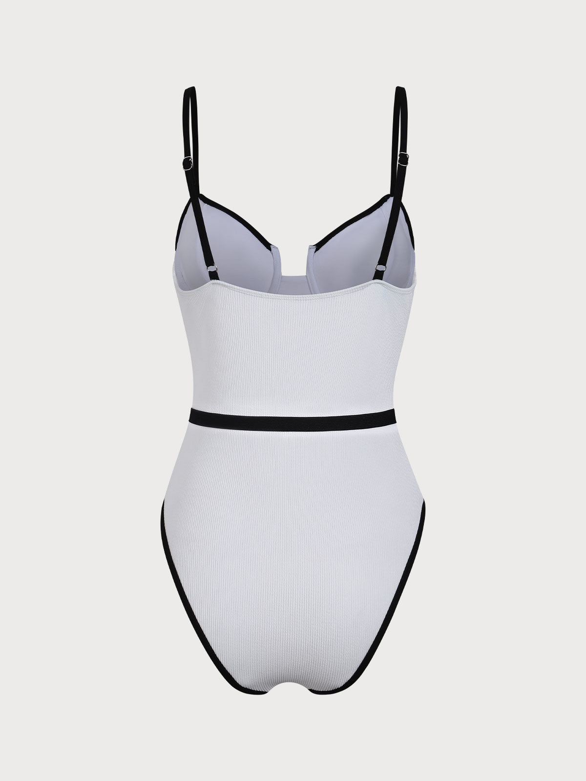 White Contrasting One-Piece Swimsuit