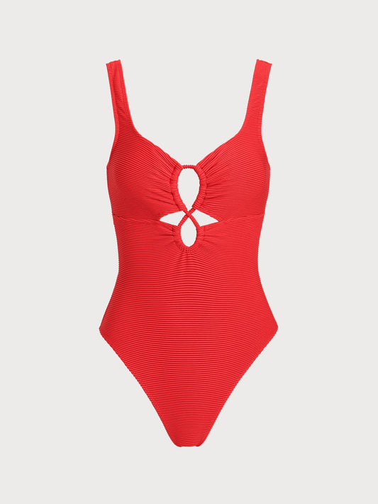 Red Hollow One-Piece Swimsuit