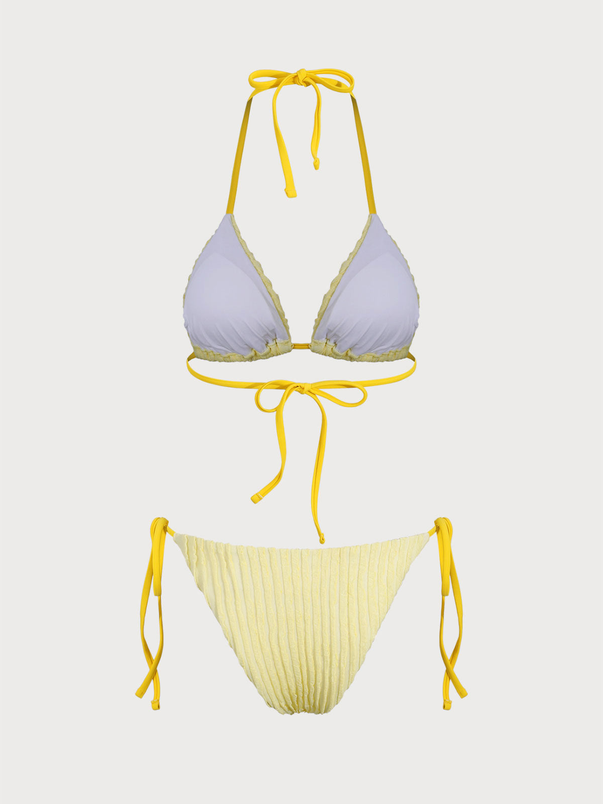 Yellow Polyester Pin-up Bikini Set