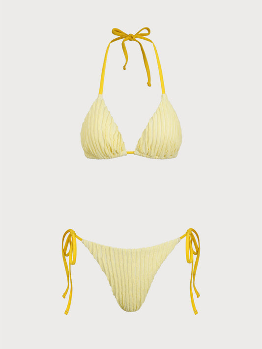 Yellow Polyester Pin-up Bikini Set